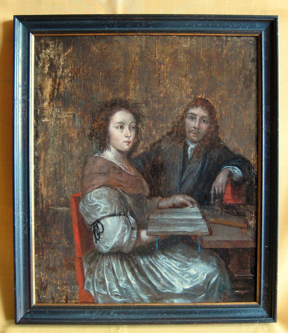 17th century couple at table 142-1